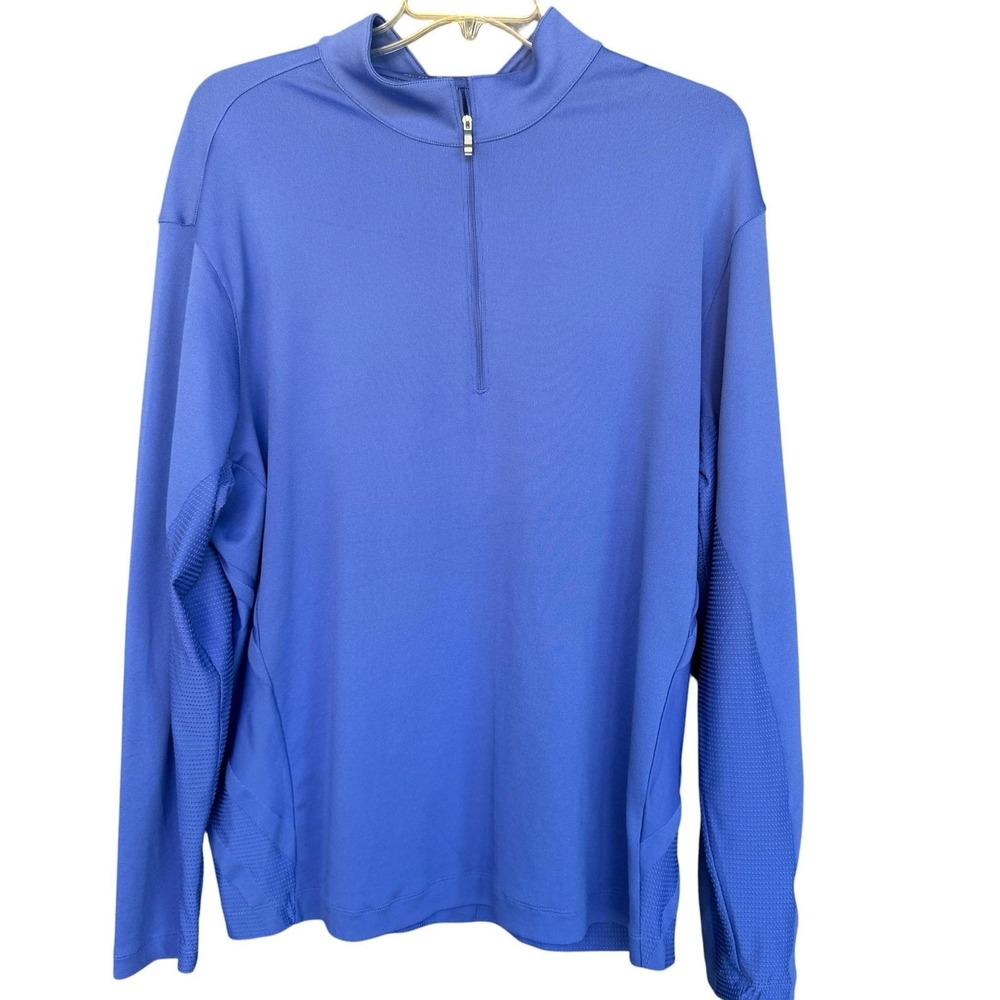 Nike Pullover Mens XL Blue Dri-FIT 1/4 Zip Mock Neck Long Sleeve Golf Stretch